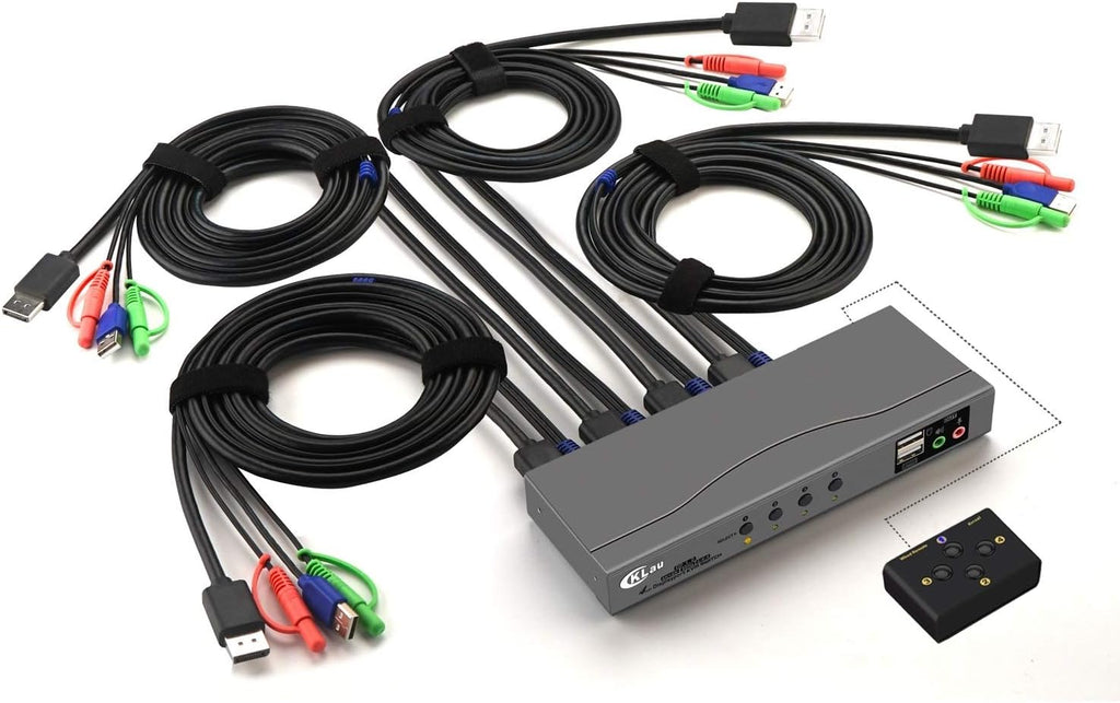 4Kx2K@60Hz DP 1.2 Dual Port Displayport KVM Switch with Audio and Cables X792