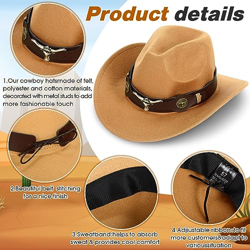 4 Pcs Felt Wide Brim Cowboy Hat L37945