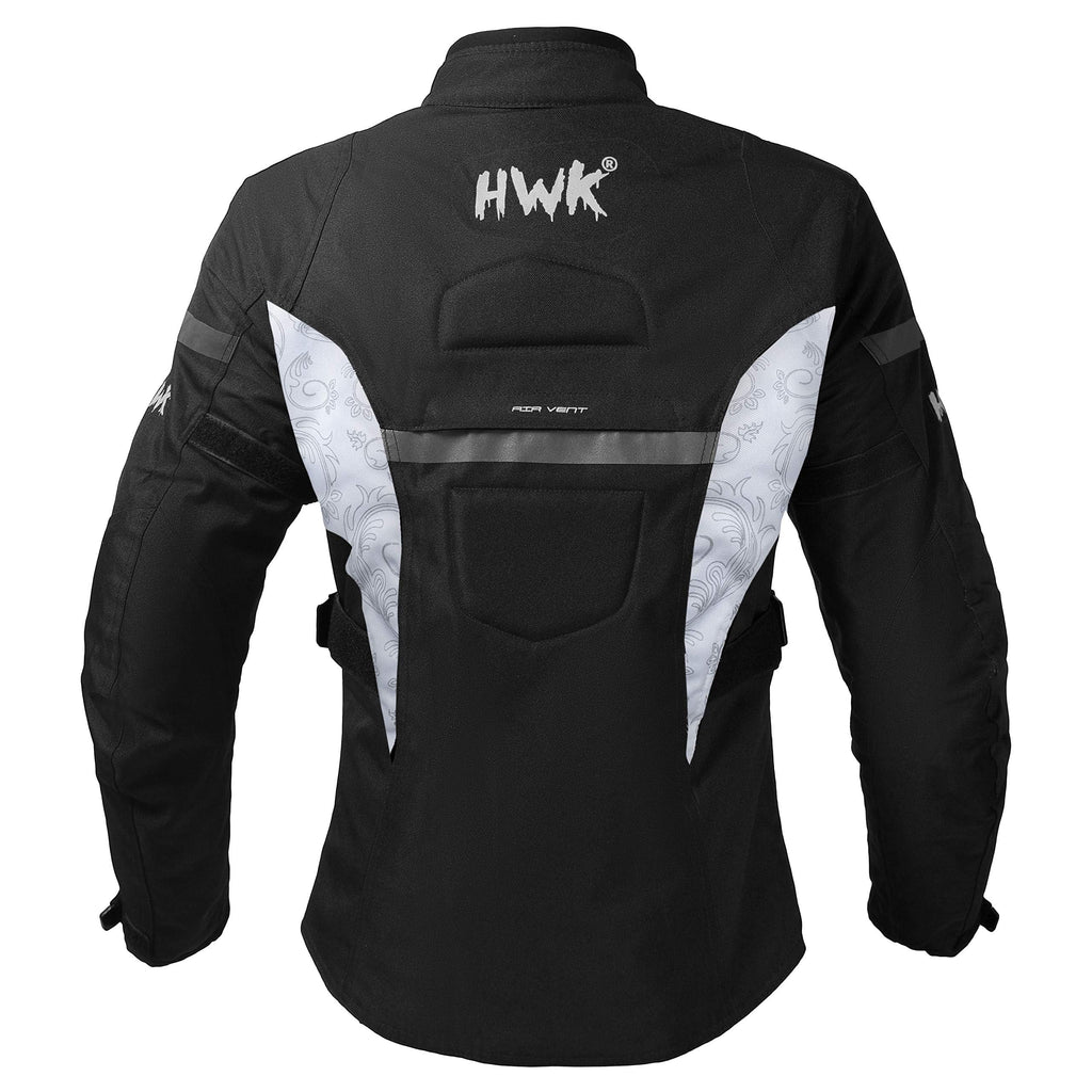 Water Resistant Textile Motorcycle Jacket with CE Armor Black & White Large D257