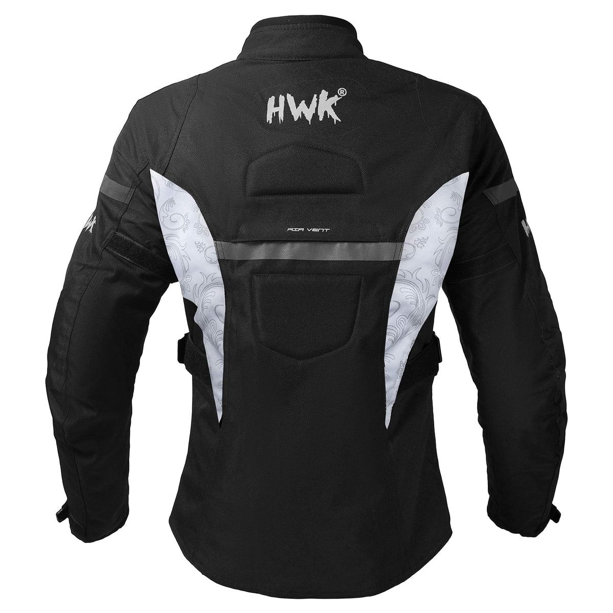 Water Resistant Textile Motorcycle Jacket with CE Armor Black & White Large D257