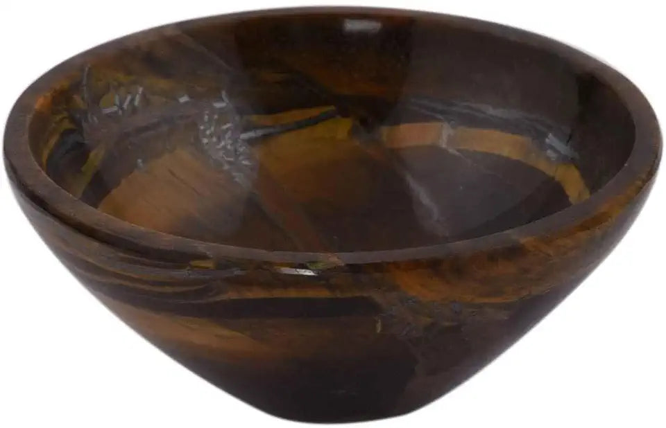 Handmade Carved Tiger Eye Stone Bowl 3 Inches T715