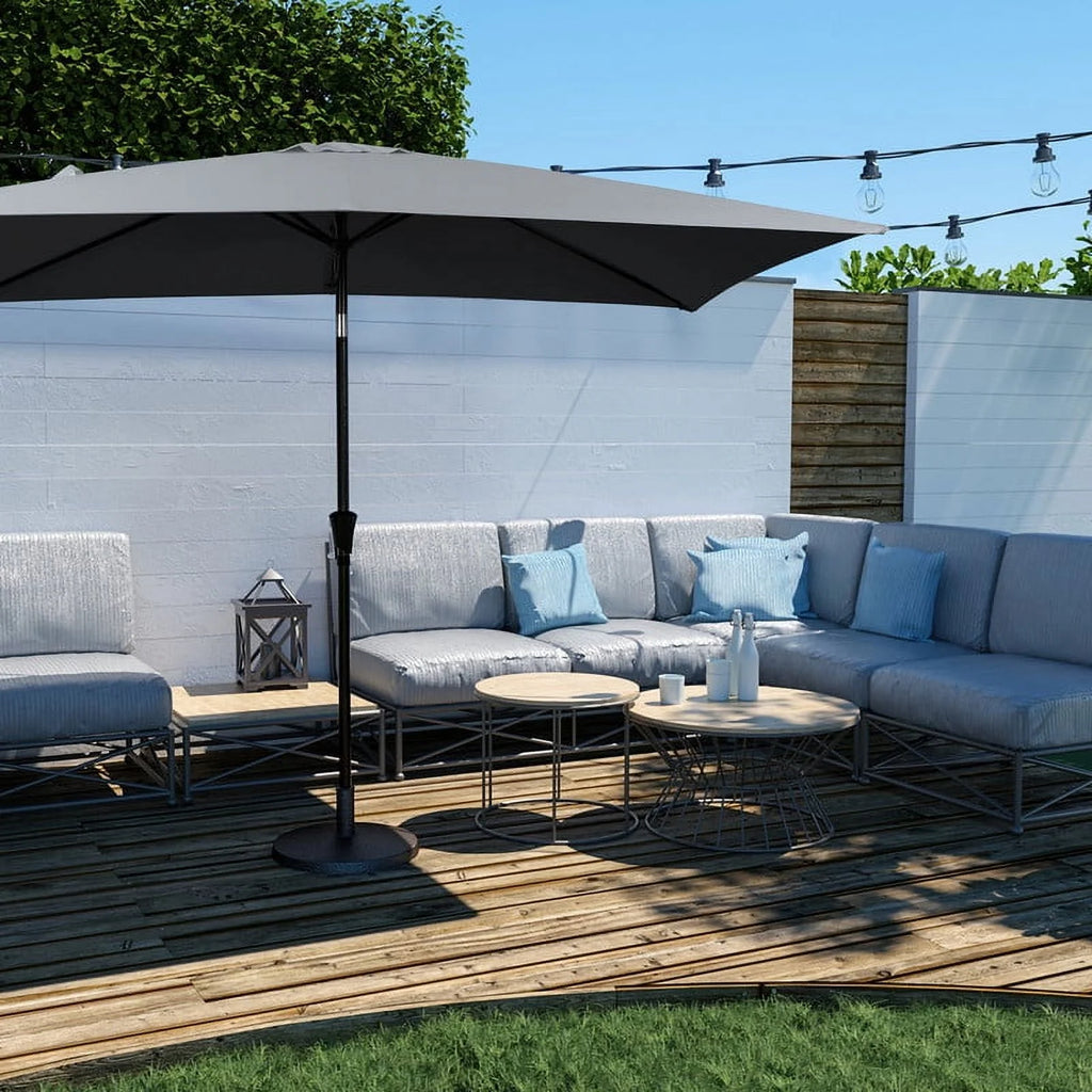 6.5' x 10' Rectangular Beige Patio Umbrella W292
