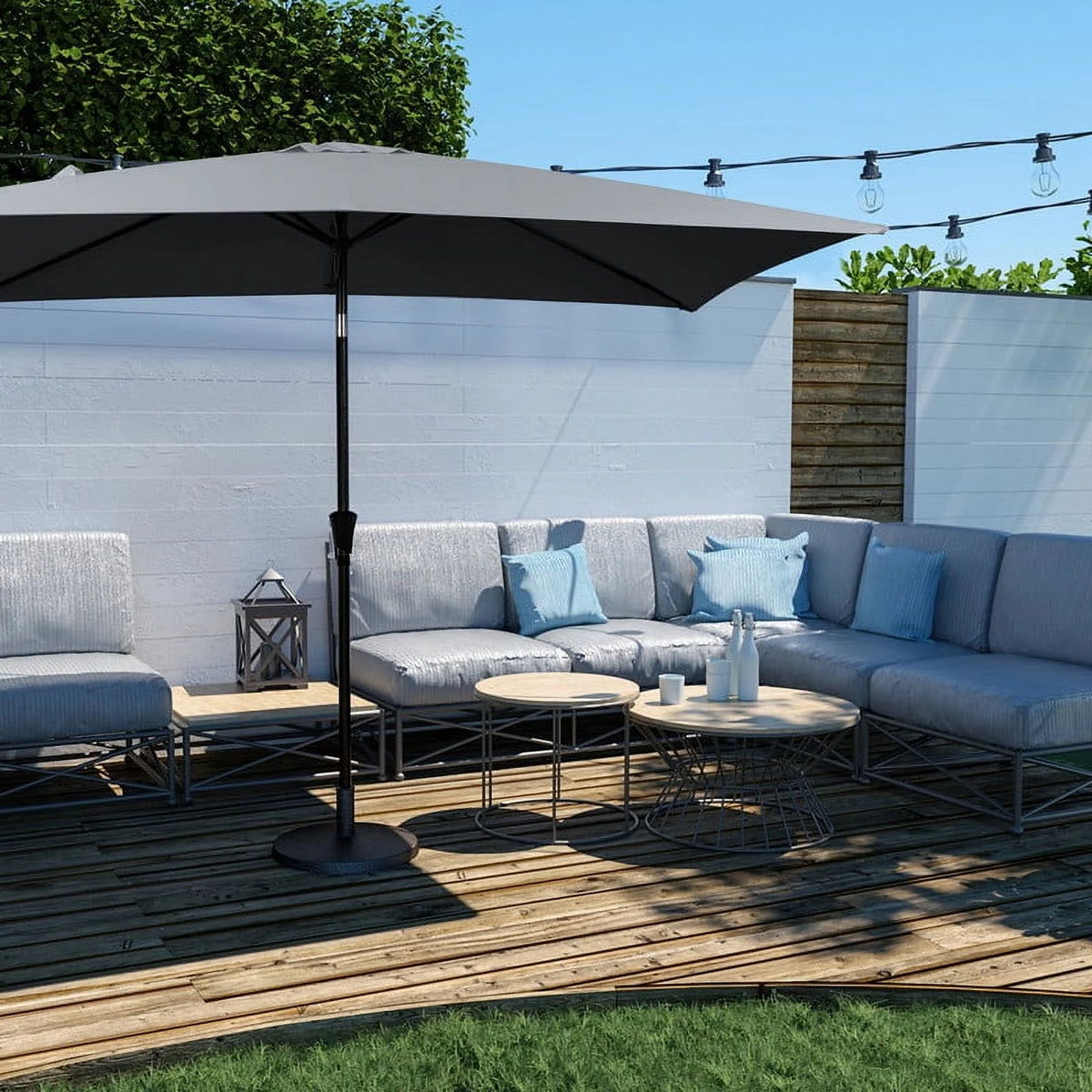 6.5' x 10' Rectangular Beige Patio Umbrella W292