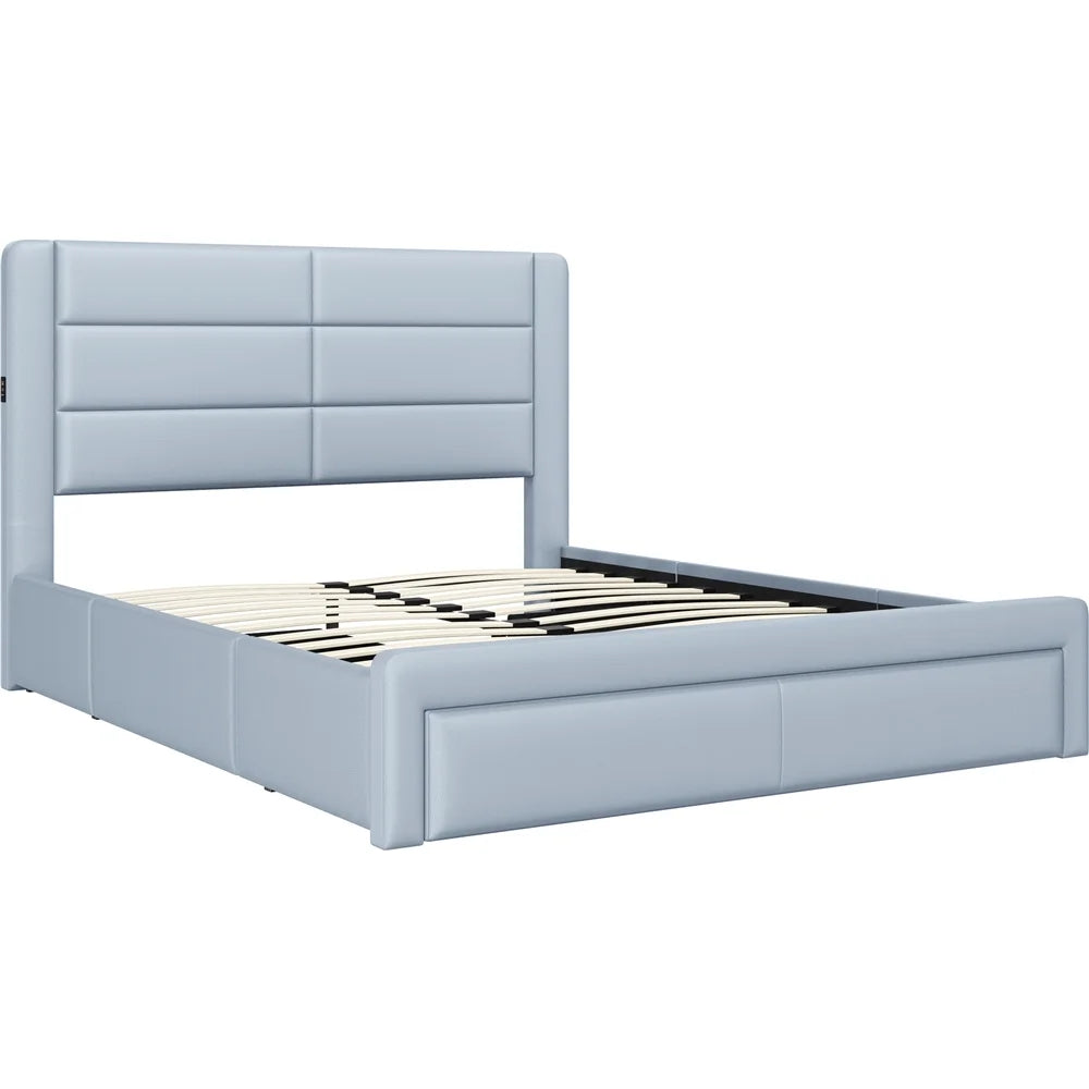 Upholstered Queen Bed with 3 Storage Drawers and USB Ports B904017