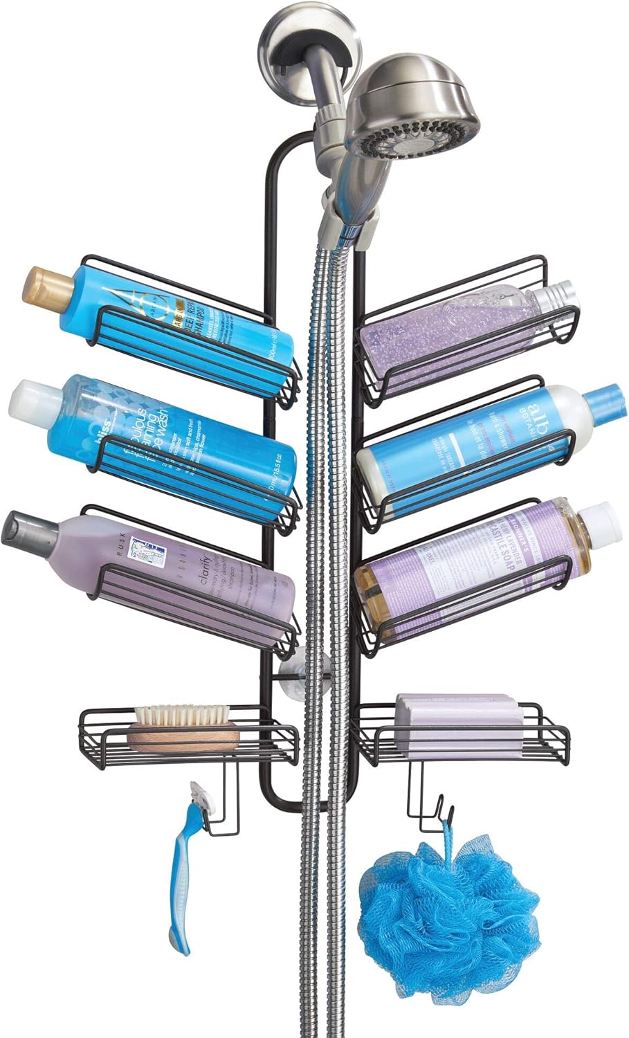 Metal Hanging Bathroom Caddy for Handheld Shower Hose, Bronze, Pack of 2 Z6492