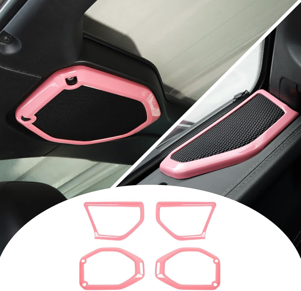 4PCS Car Roof Speaker & A Pillar Speaker Cover Trim Interior Accessories (Pink) K756392