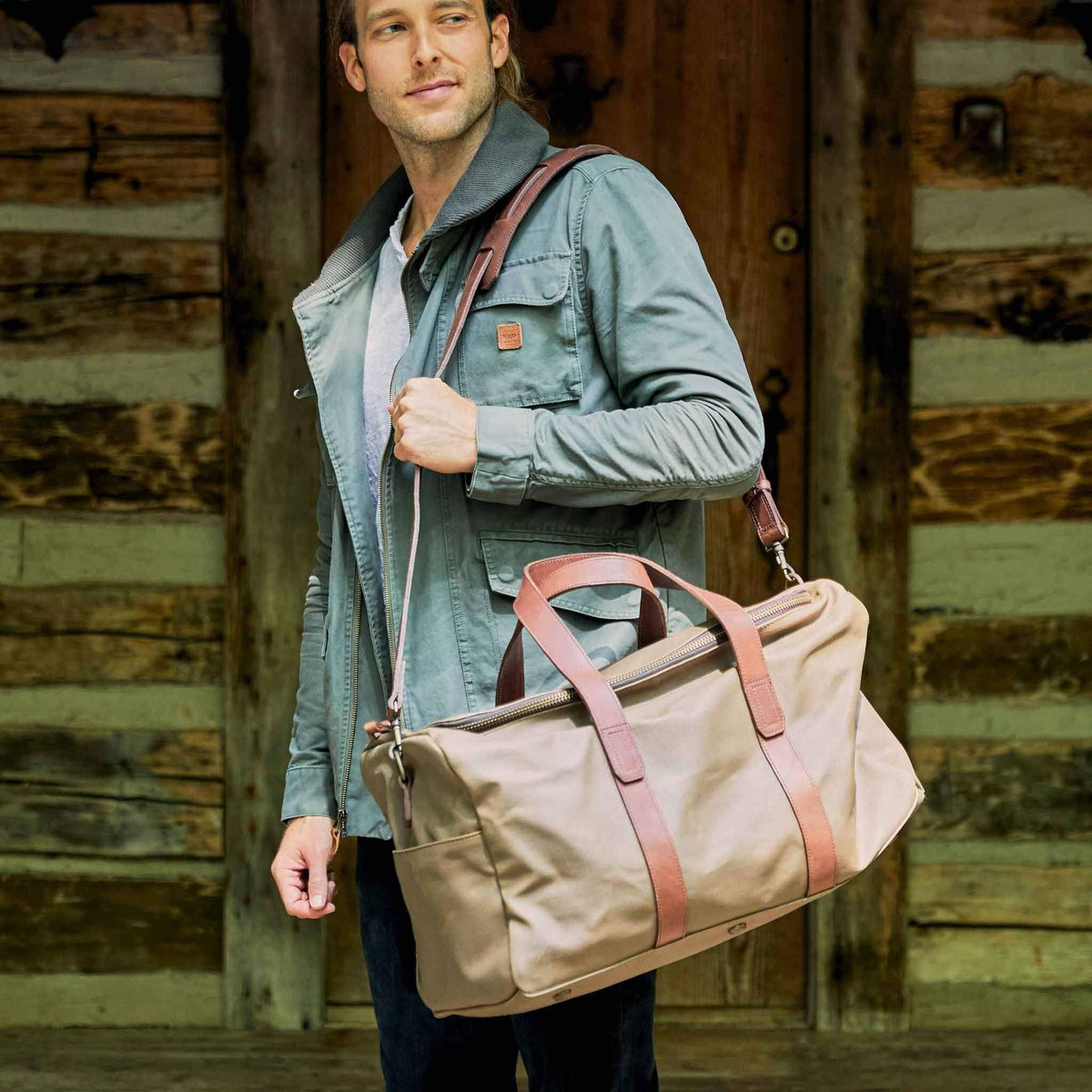 Leather Waxed Canvas Weekender Bag G26561