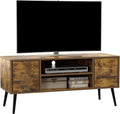 Black Rustic Brown TV Stand with Open Shelves B107