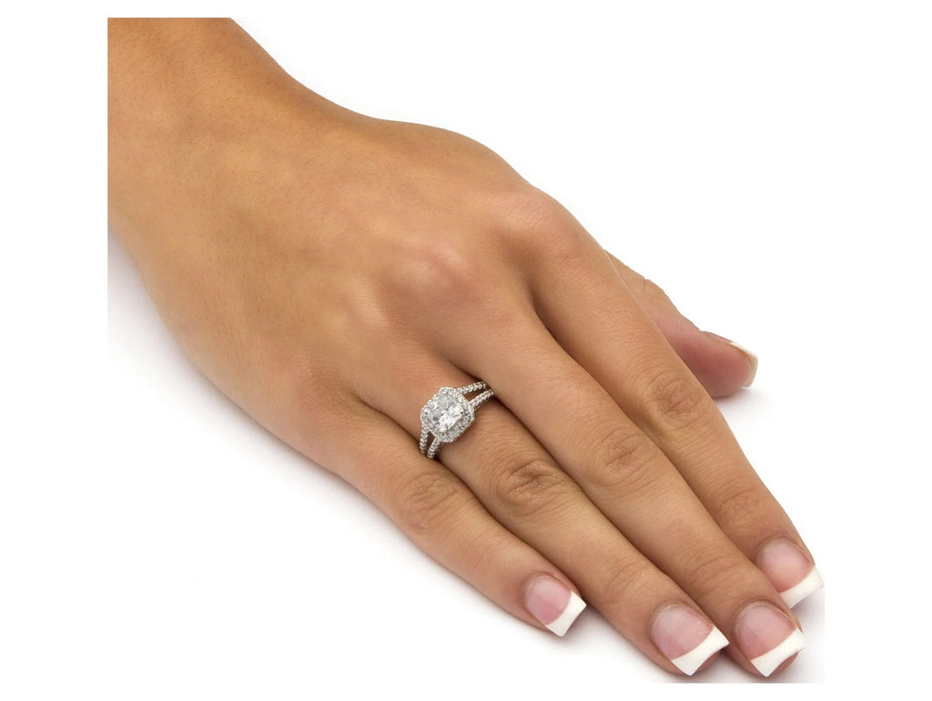 Princess-Cut Cubic Zirconia Engagement Ring in Platinum over Sterling Silver A9168