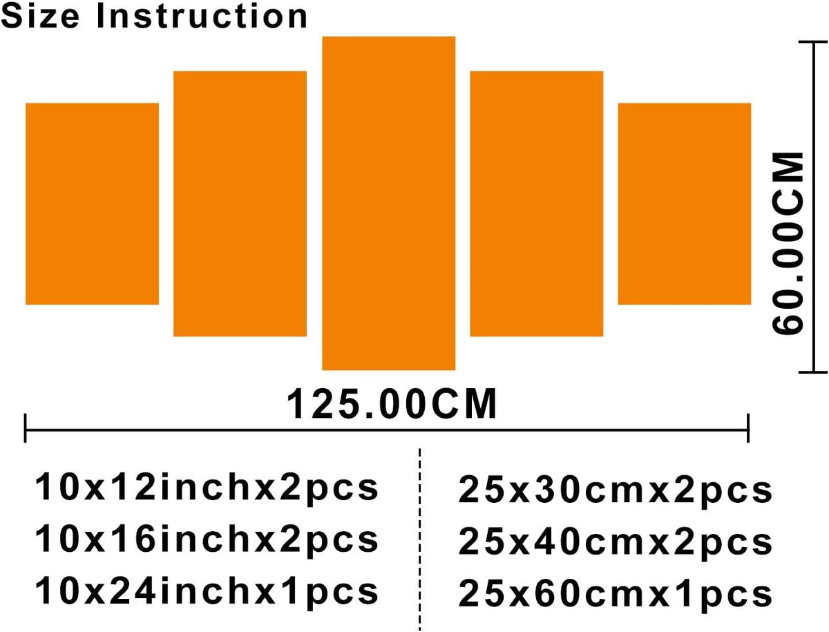 Canvas Wall Art 5 Piece Abstract Pictures Wooden Frame Ready to Hang F242756