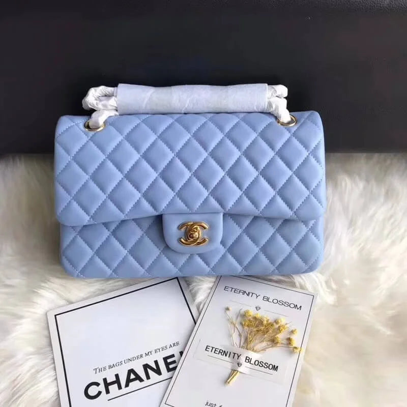 Blue Lambskin Leather Flap Bag O102