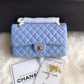 Blue Lambskin Leather Flap Bag O102