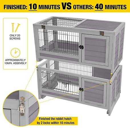 Wooden Rabbit Hutch with Folding Design K492