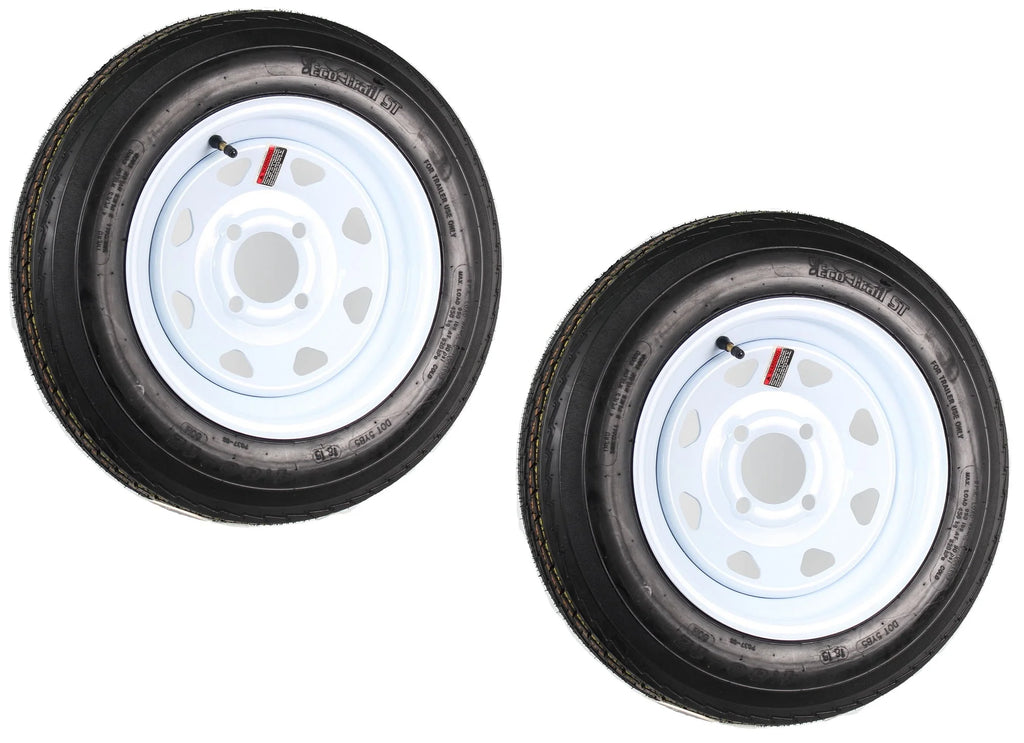 2-Pack Trailer Tire On Rim 4.80-12 12 in. Load C 4 Lug White Spoke Wheel S23778