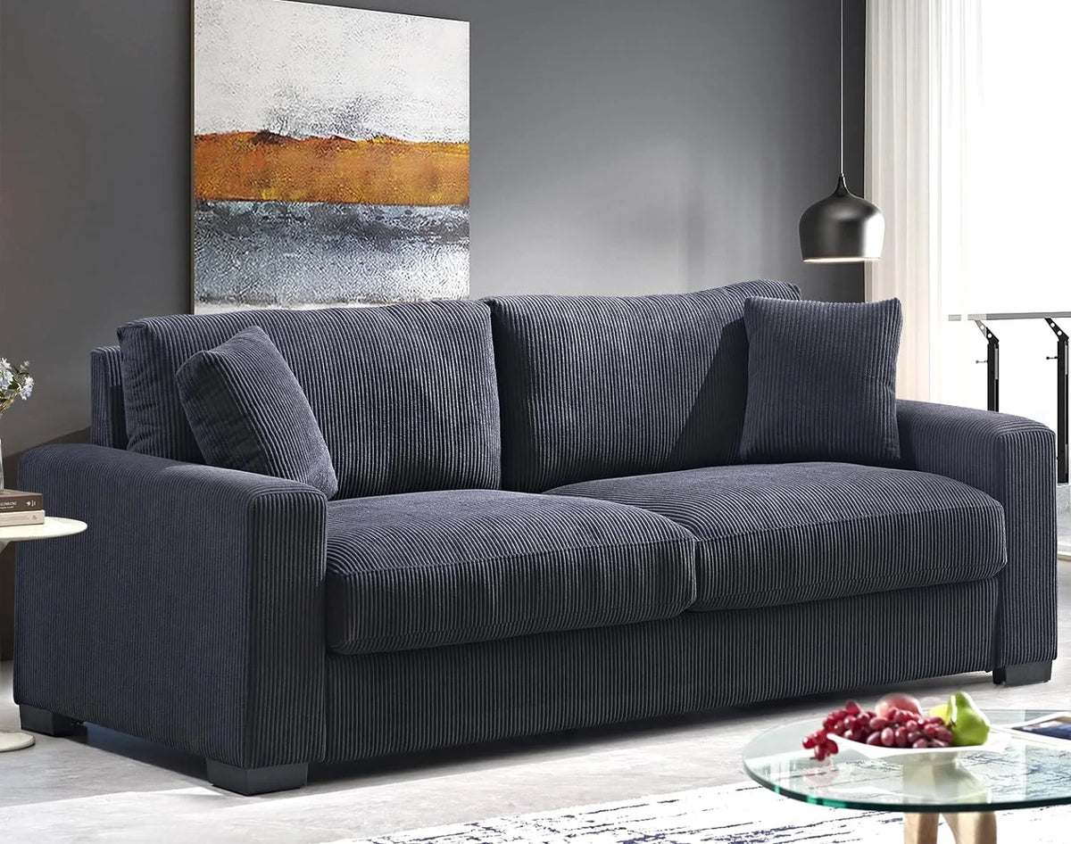 Corduroy Sofa with 2 Toss Pillows R6714