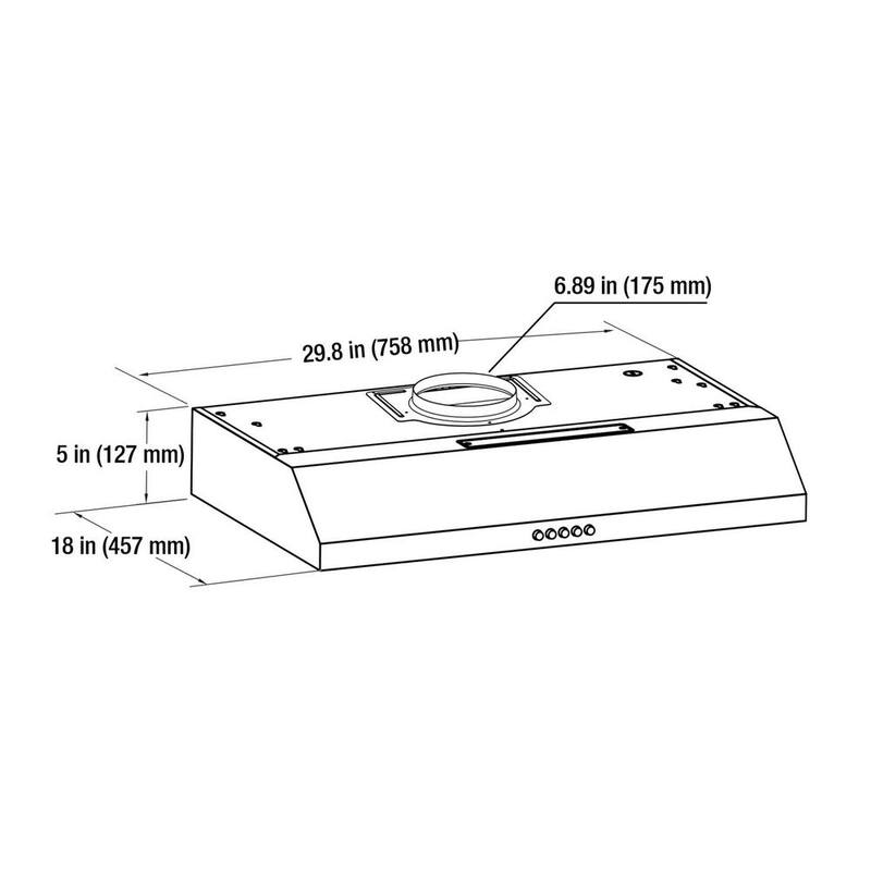 30 in. 320 CFM Convertible Under Cabinet Range Hood in Stainless Steel A522051