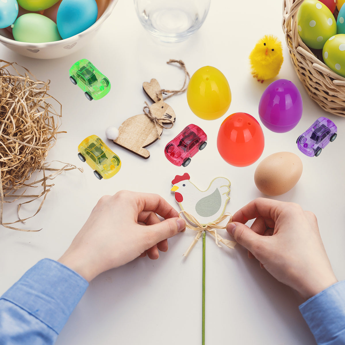 12 Set Easter Surprise Egg and Car Toy for Children Toddlers Y61408