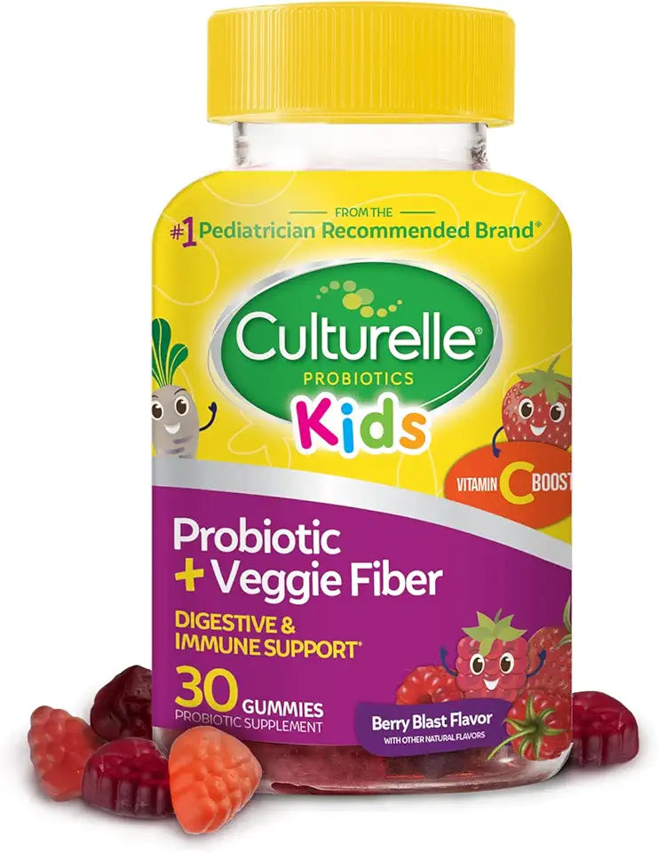 Kids Daily Probiotic Packets 30ct + Veggie Fiber Gummies V965