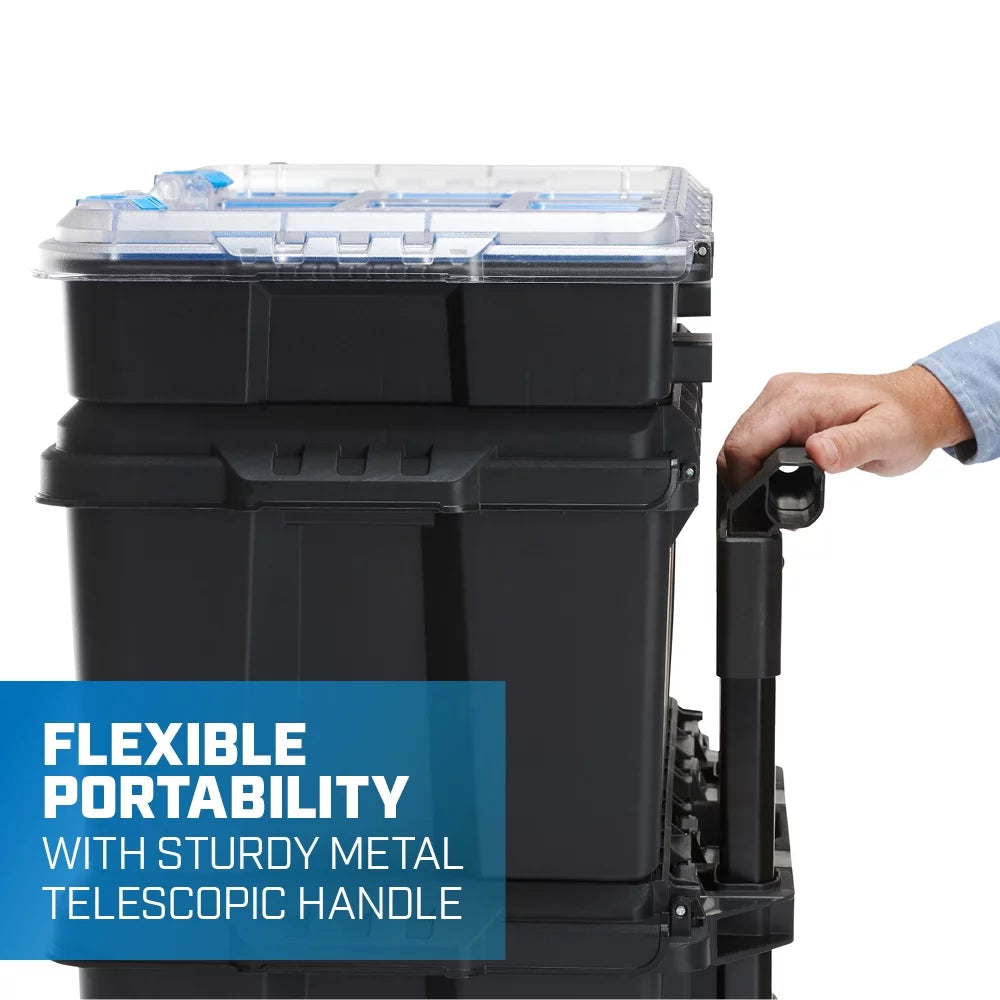 3 Piece Resin Plastic Modular Toolbox System U6648