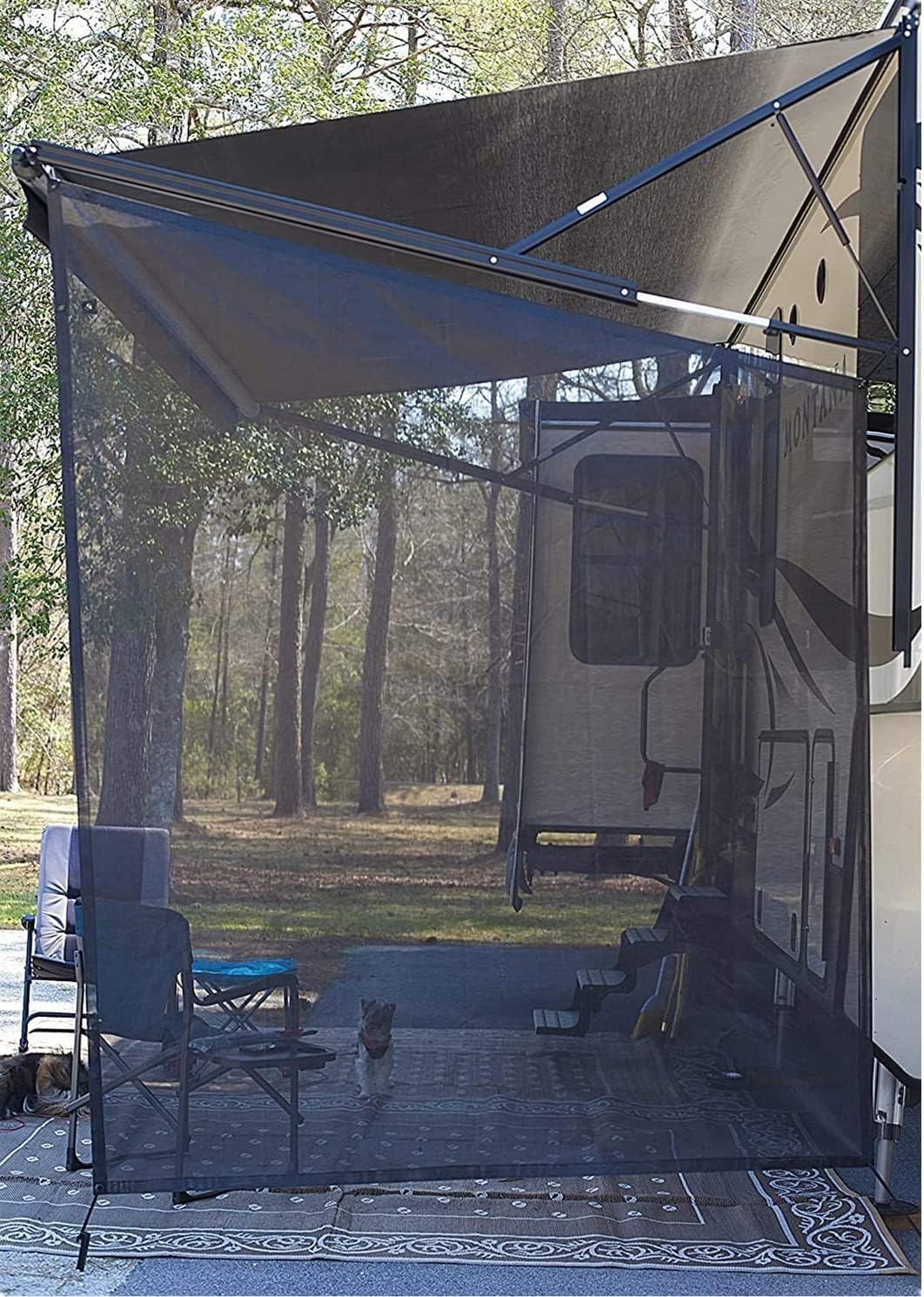 RV Awning Side Sun Shade 9’ x 7’ Black Mesh Screen Kit V11721