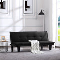 63.8 inch Black Faux Suede Convertible Futon Sofa Bed Q716157