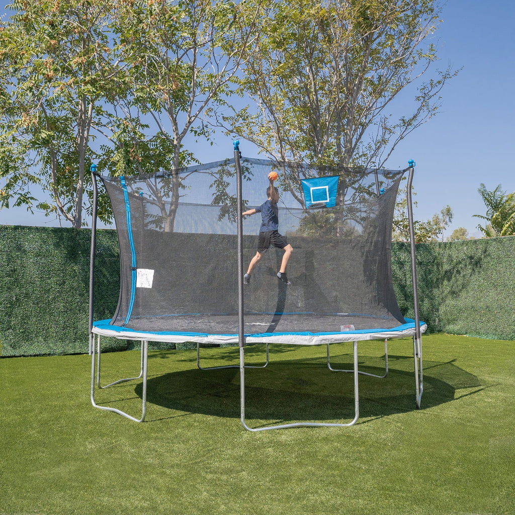 14ft Trampoline and Enclosure with Basketball Hoop X837