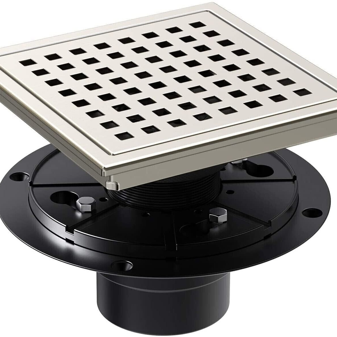 6 inch Square Shower Floor Drain with Grate H2029