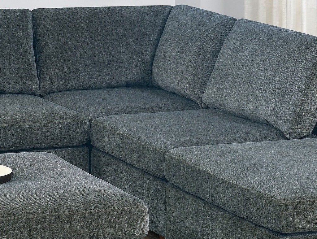 Grey Chenille Modular Sectional 6pc Set L44380