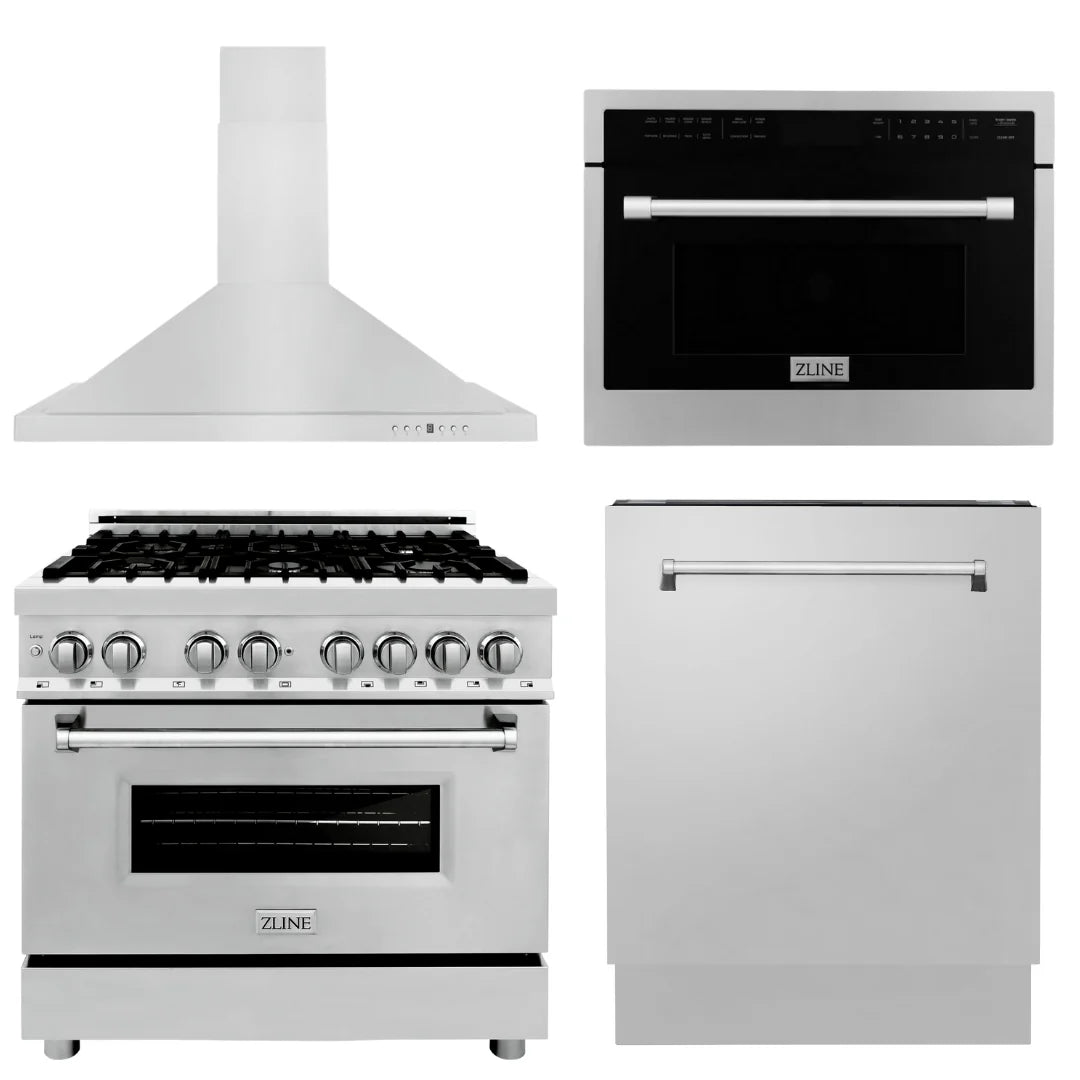36 in. Dual Fuel Range, Range Hood, Microwave Oven, Dishwasher V94900