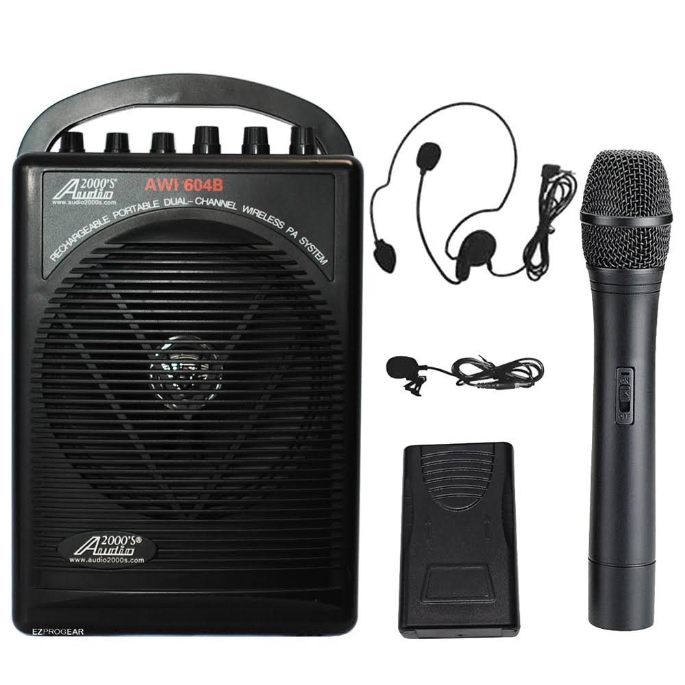 Battery Powered Dual Channel Wireless Microphone PA System O8058