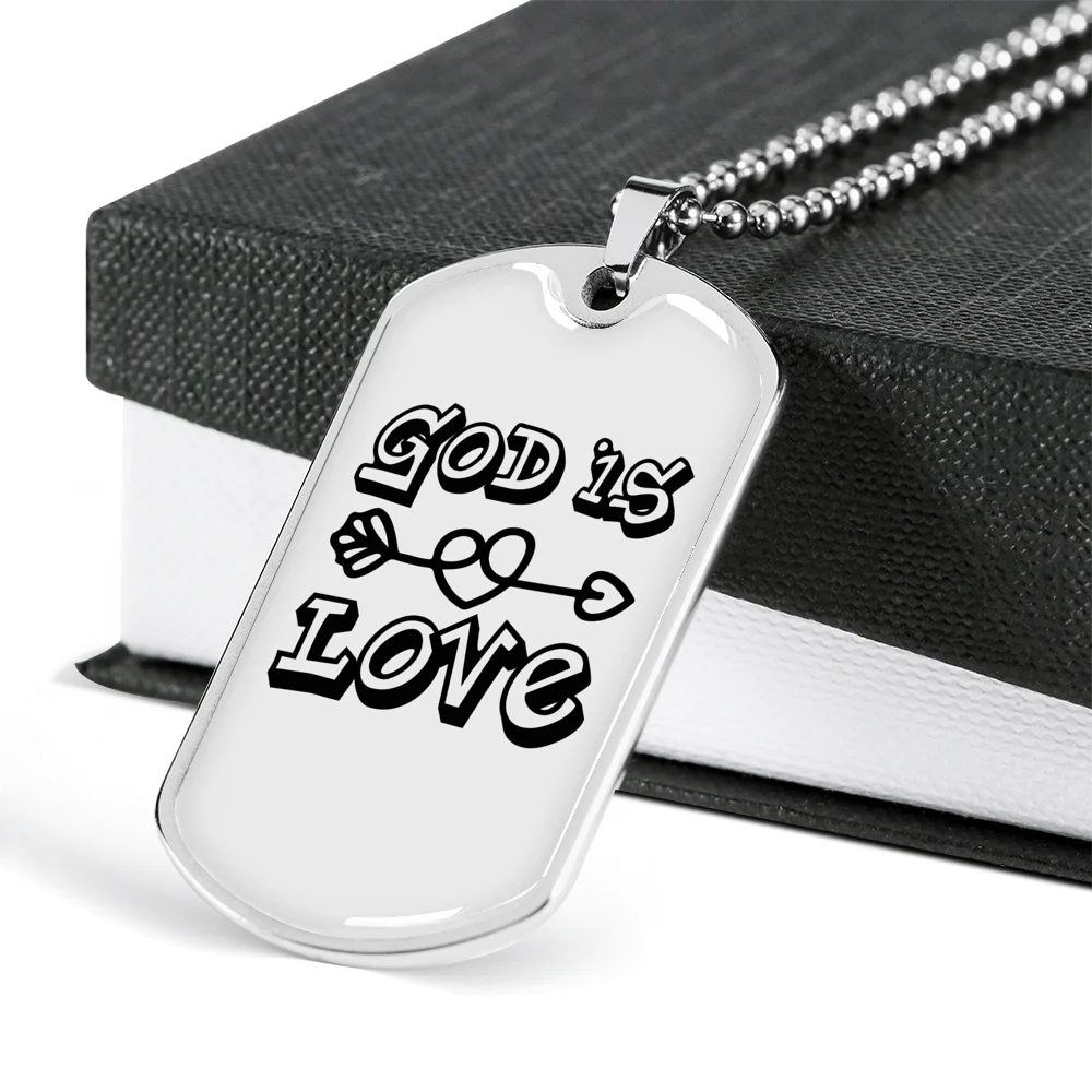 Stainless Steel or 18k Gold Dog Tag Necklace with 24" Chain E69929