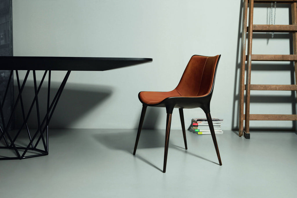 Aged Caramel Leather Dining Chair I19500