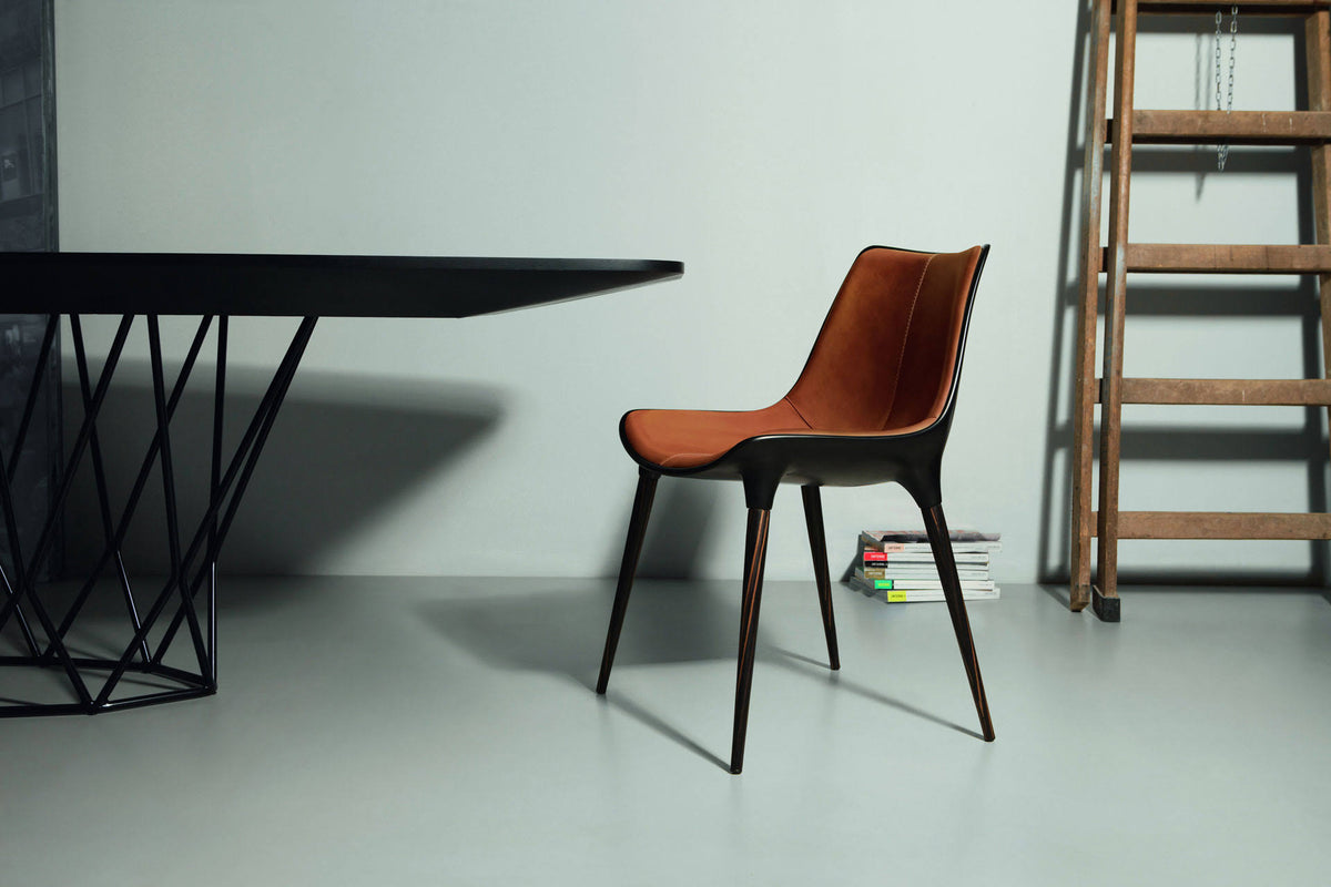Aged Caramel Leather Dining Chair I19500