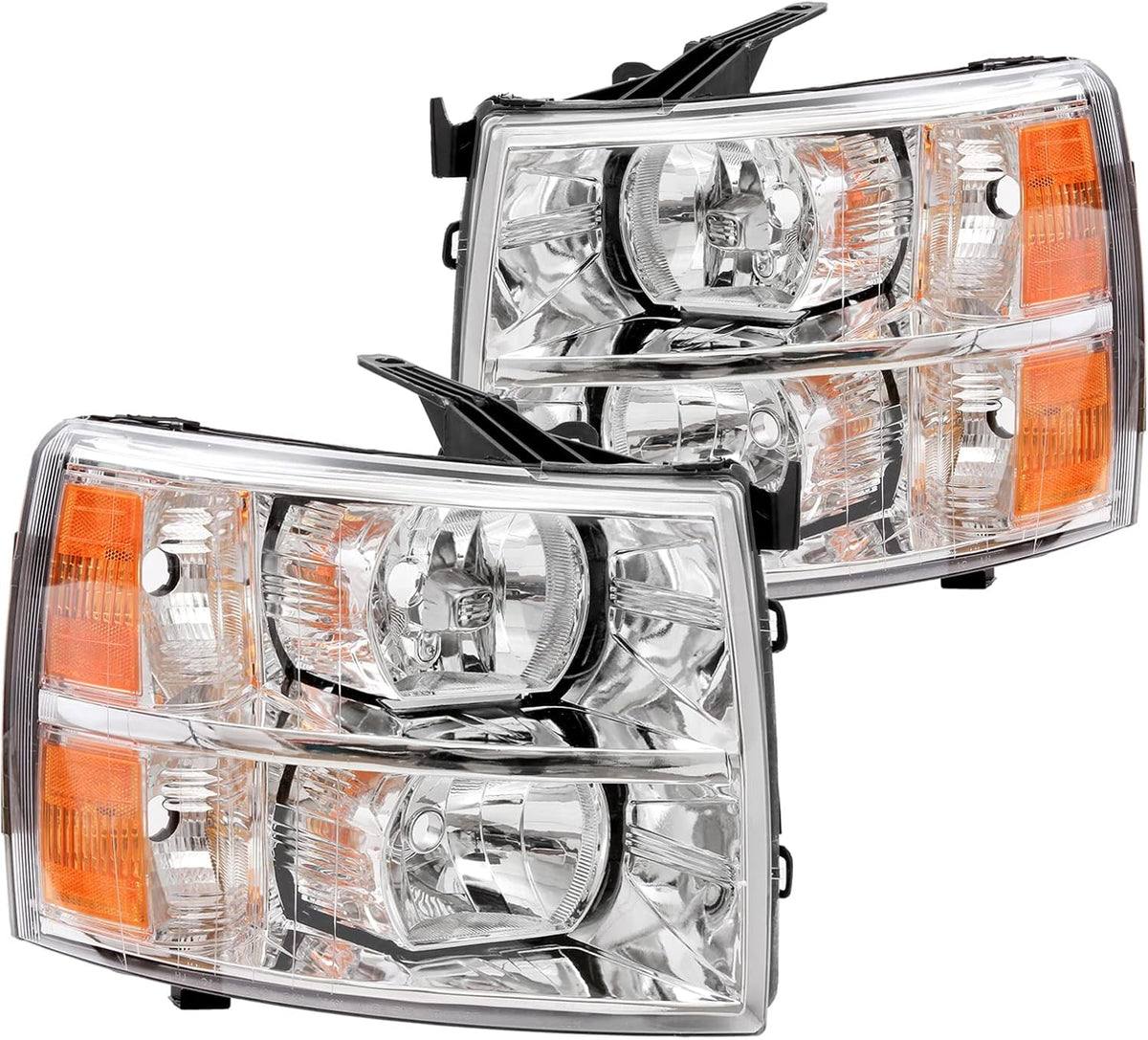 Black Housing Clear Reflector Headlights Assembly Set C69392