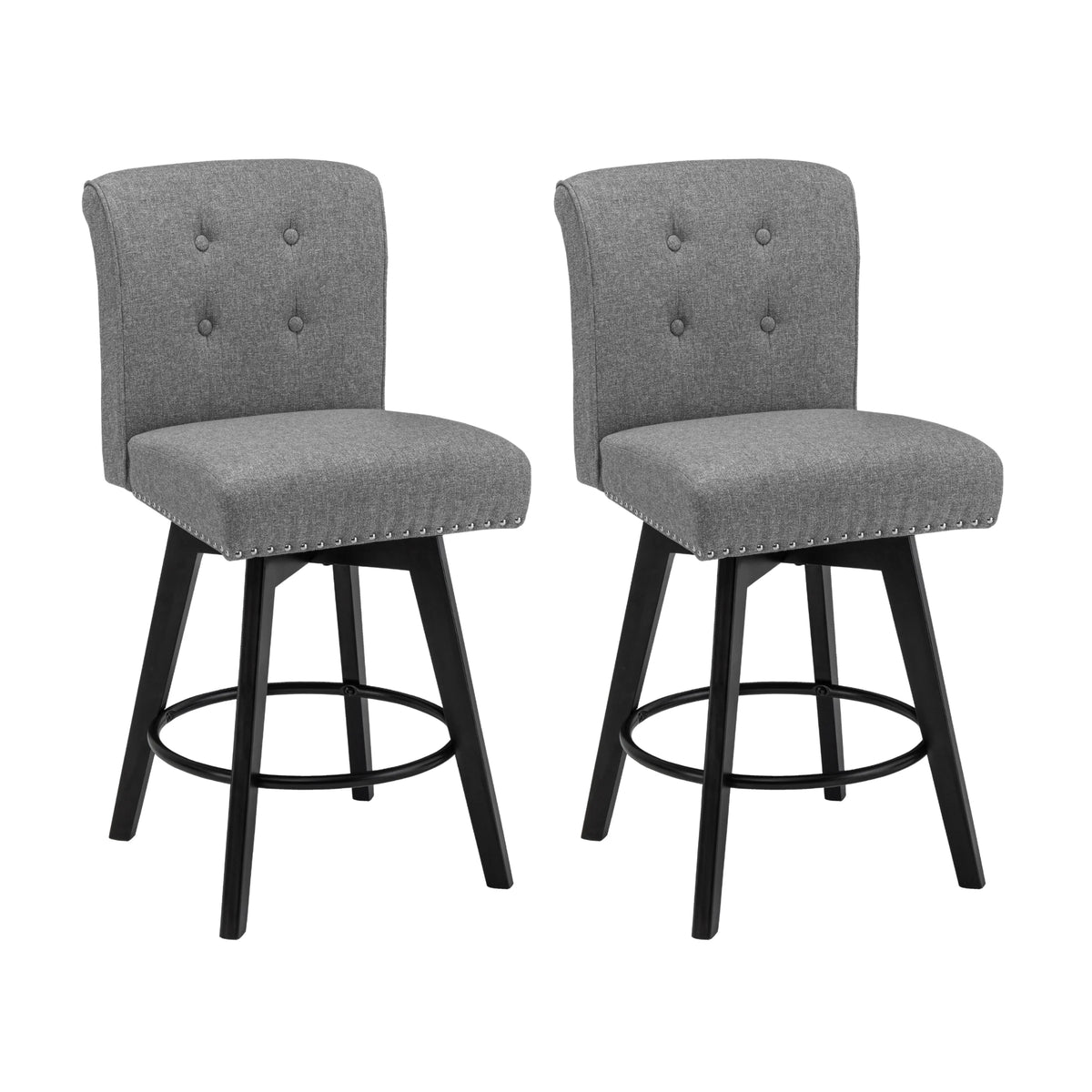 26" Swivel Counter Height Bar Stools Set of 2 Gray O641262