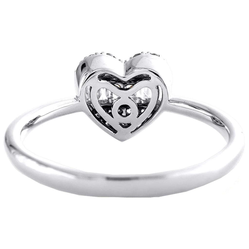 10K White Gold Diamond Domed Heart Ring J151