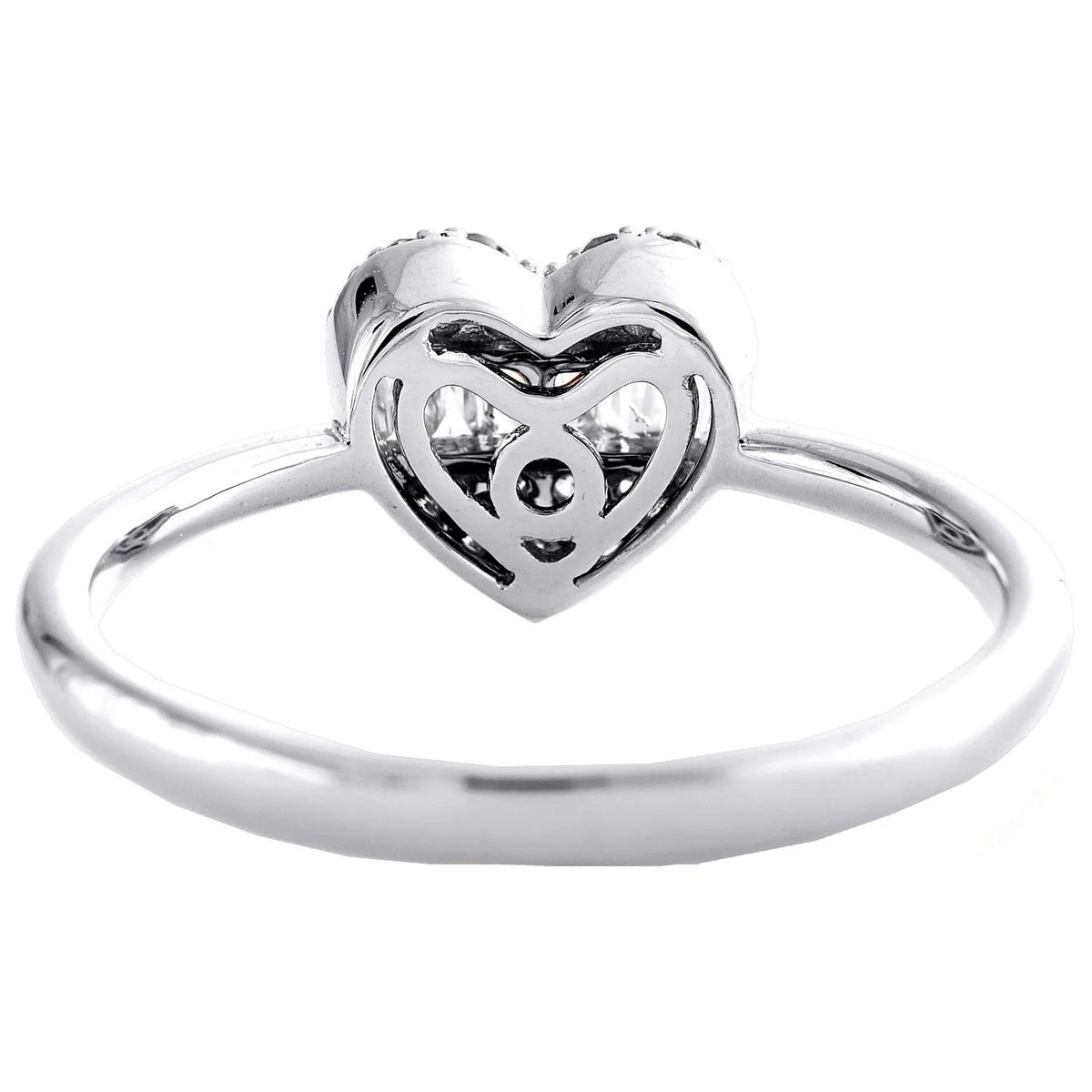 10K White Gold Diamond Domed Heart Ring J151