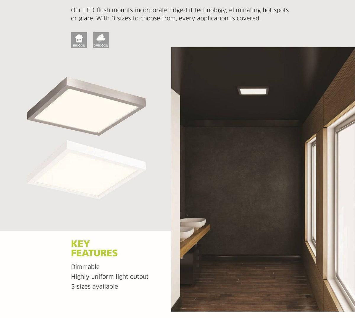 Satin Nickel LED Square Flush Mount R7027