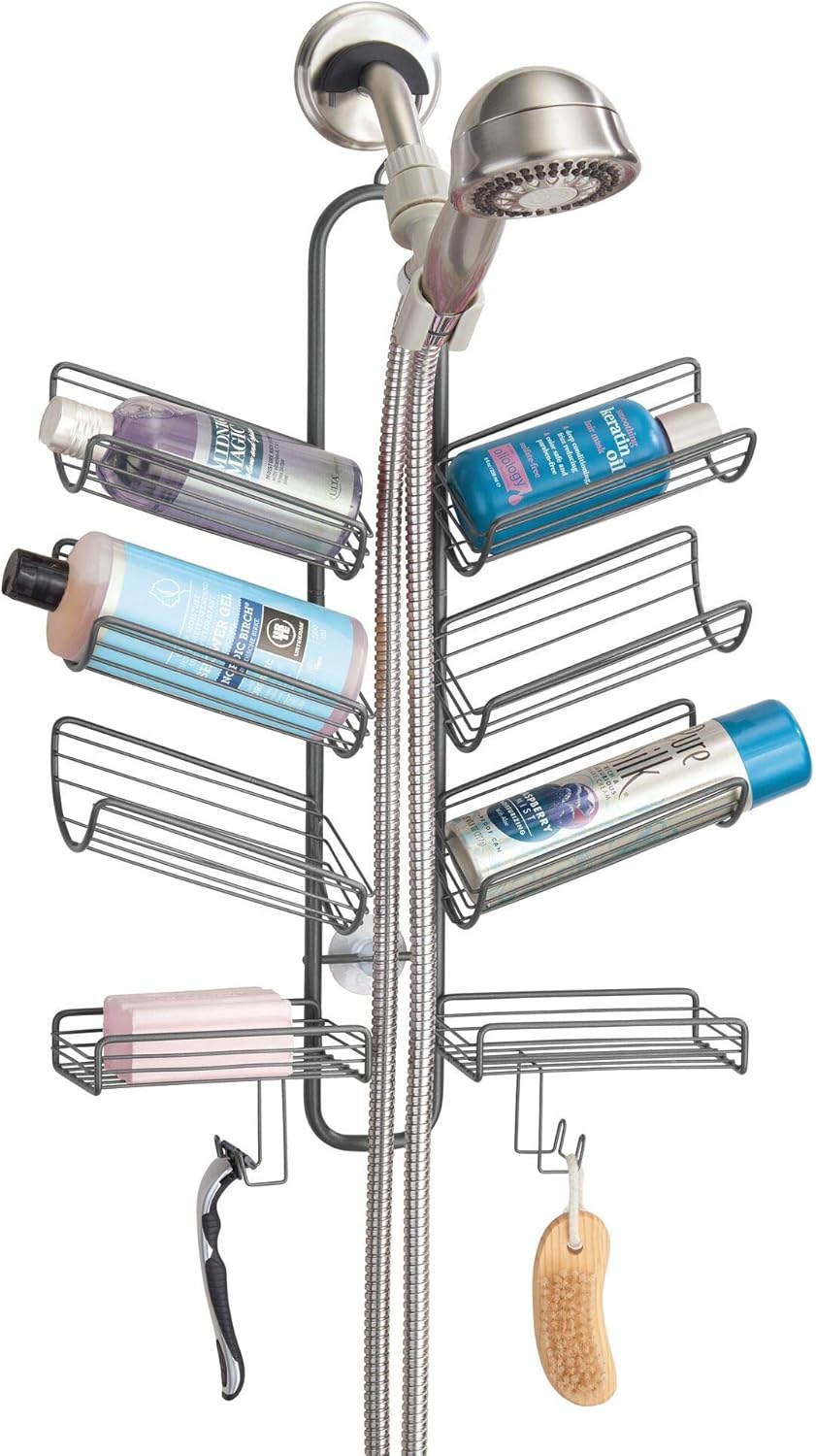 Metal Hanging Bathroom Caddy for Handheld Shower Hose, Bronze, Pack of 2 Z6492