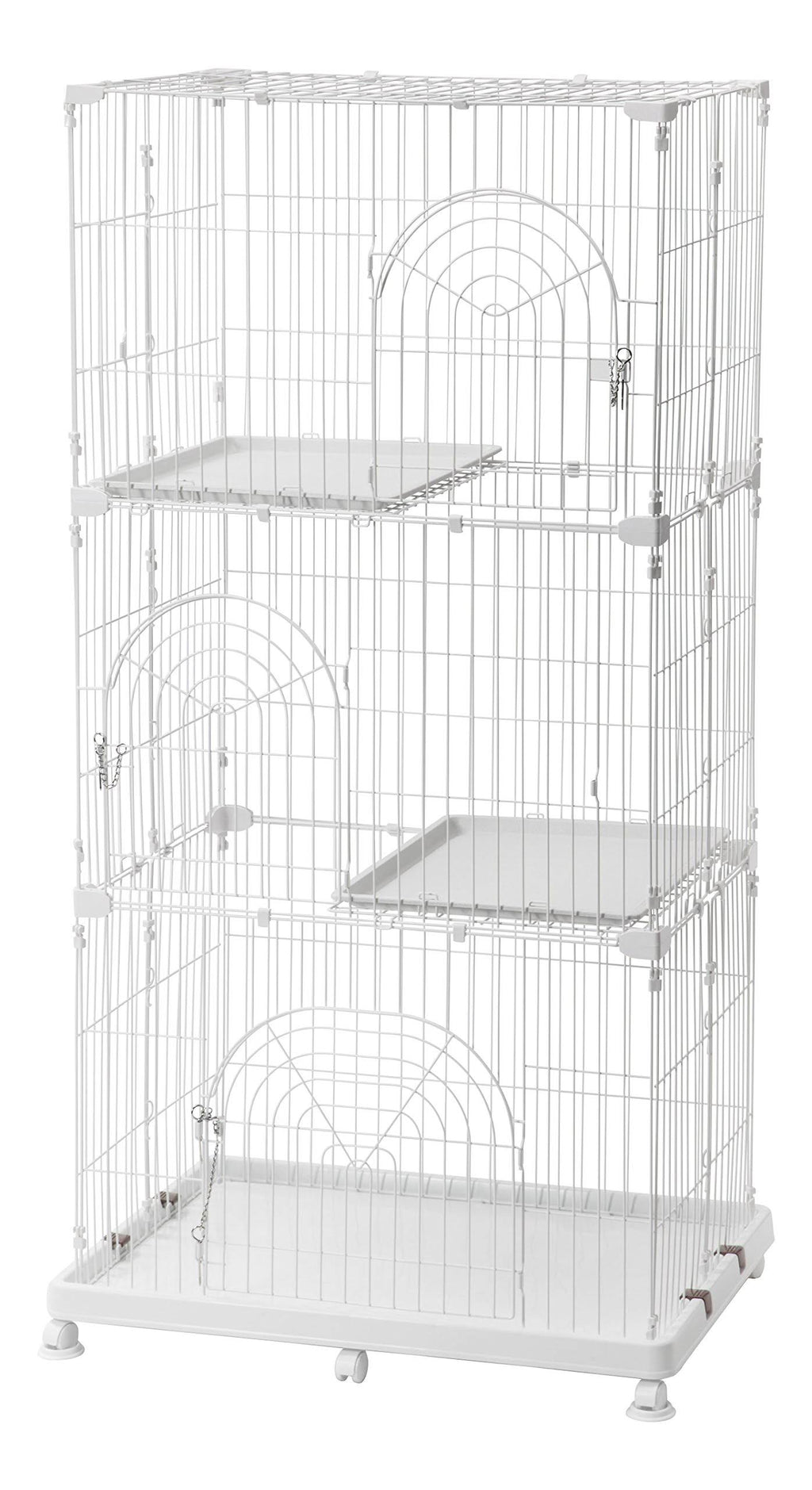 White 3-Tier Wire Cat Cage F385941