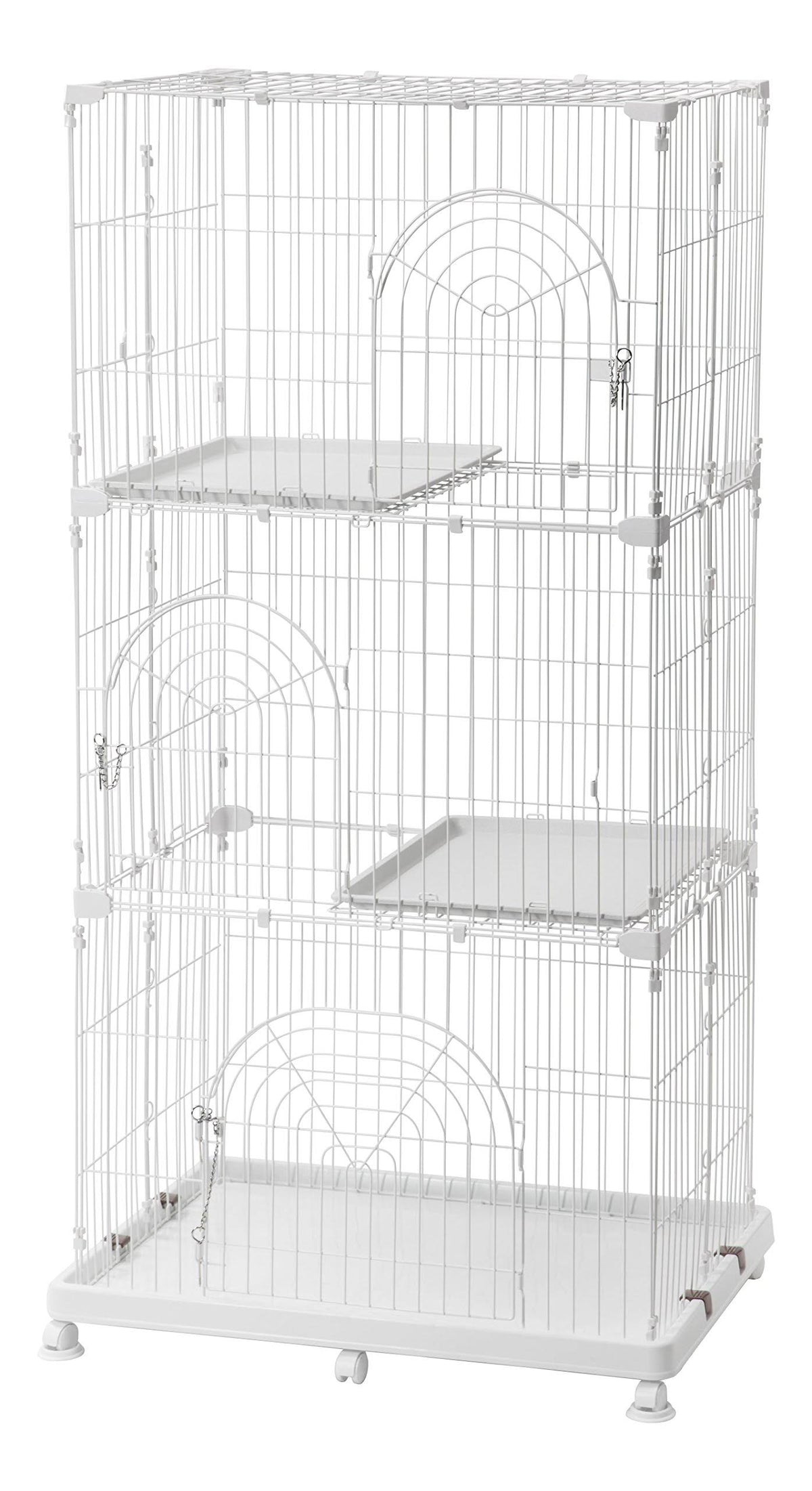 White 3-Tier Wire Cat Cage F385941
