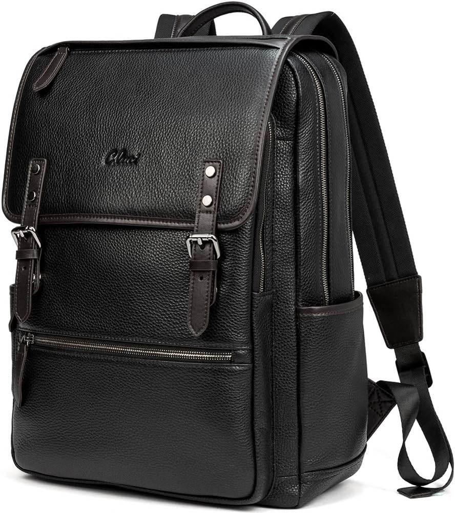 Genuine Leather Laptop Backpack Black N161606